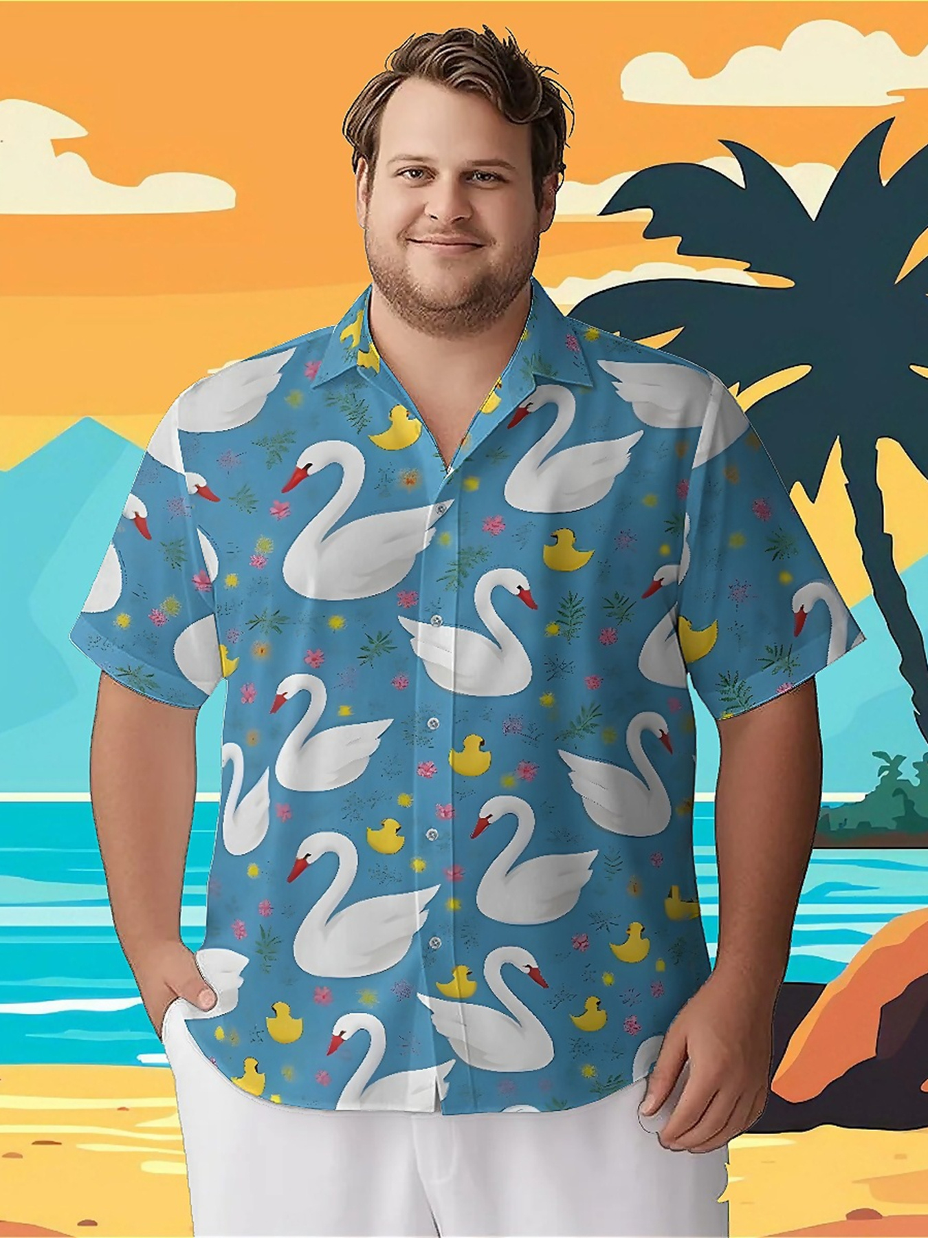Summer Clothing Plus - Men's Plus Size Hawaiian ShirtsDucks and