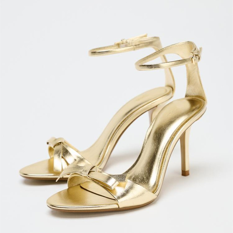 Summer Clothing Offers - Elegant Golden Bow Brand High Heeled