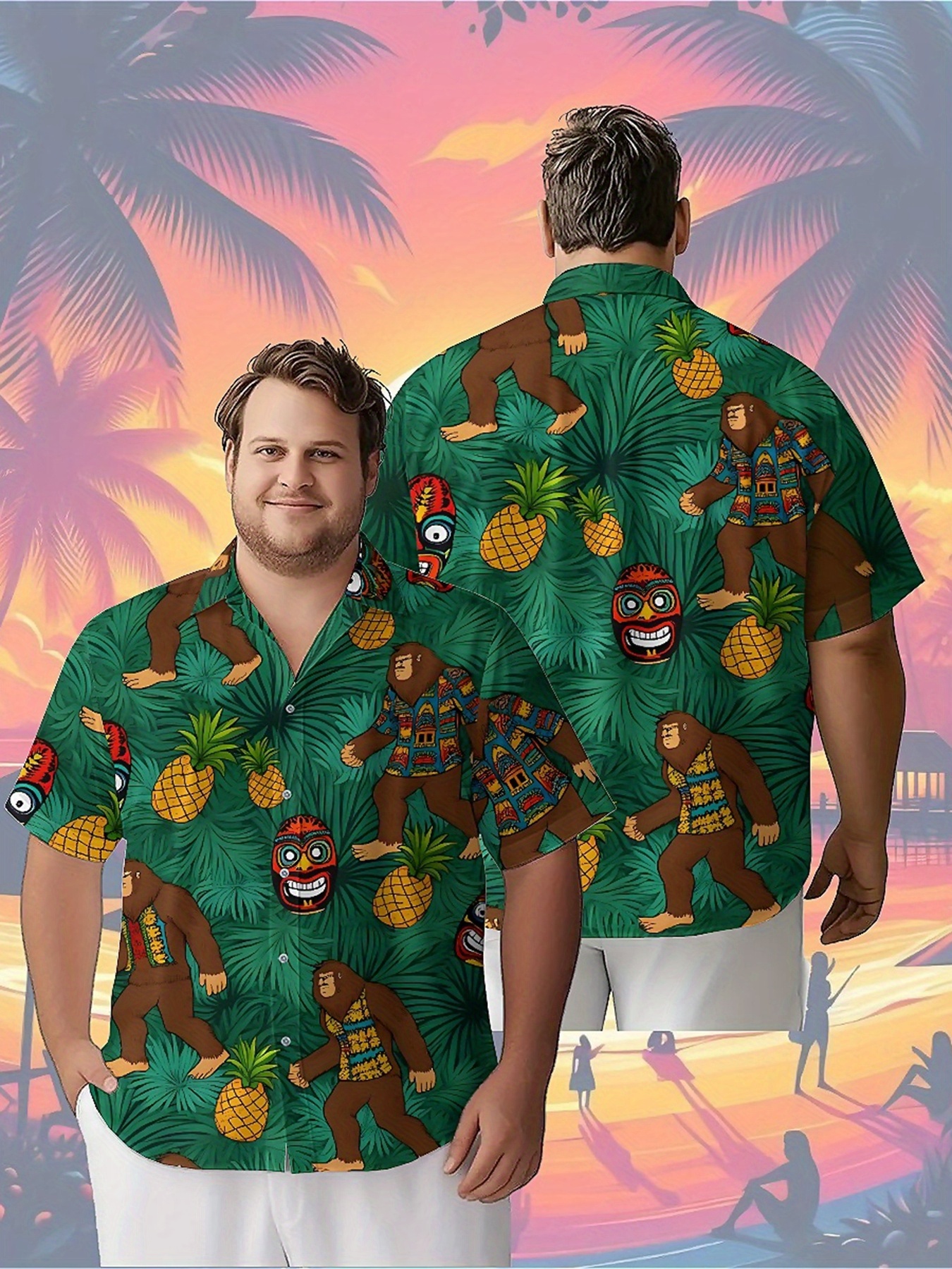 Summer Clothing Plus - Men's Plus Size Hawaiian Shirts Sasquatch
