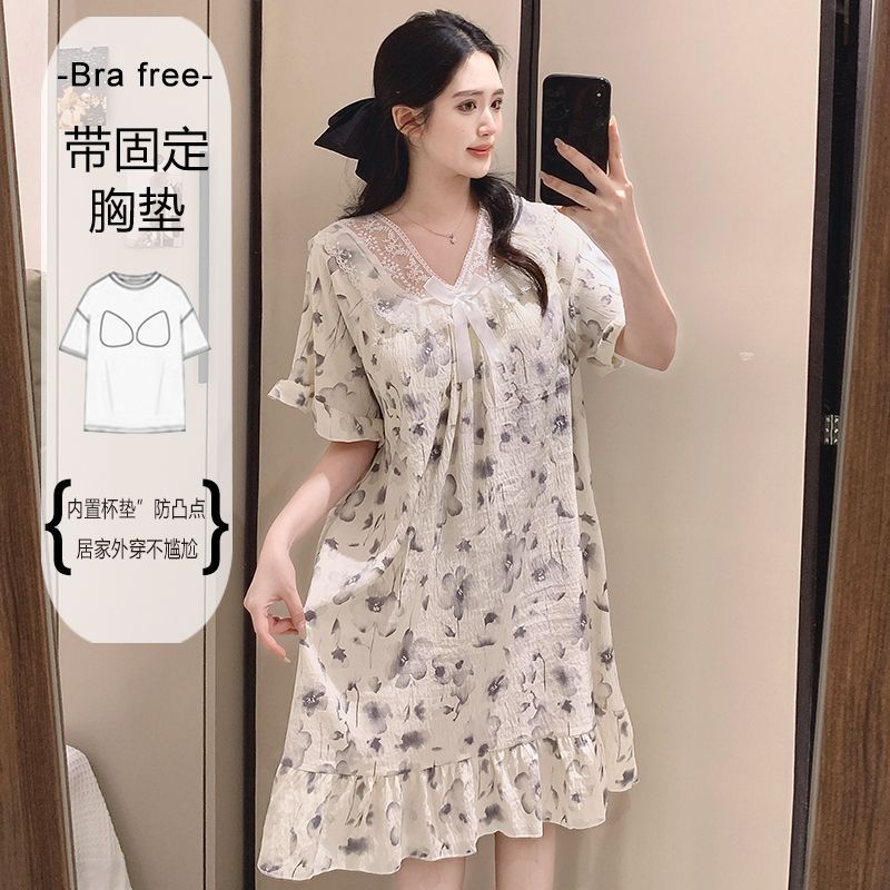 Summer Clothing Ladies - Plus Size Sweet Floral Print Nightgown