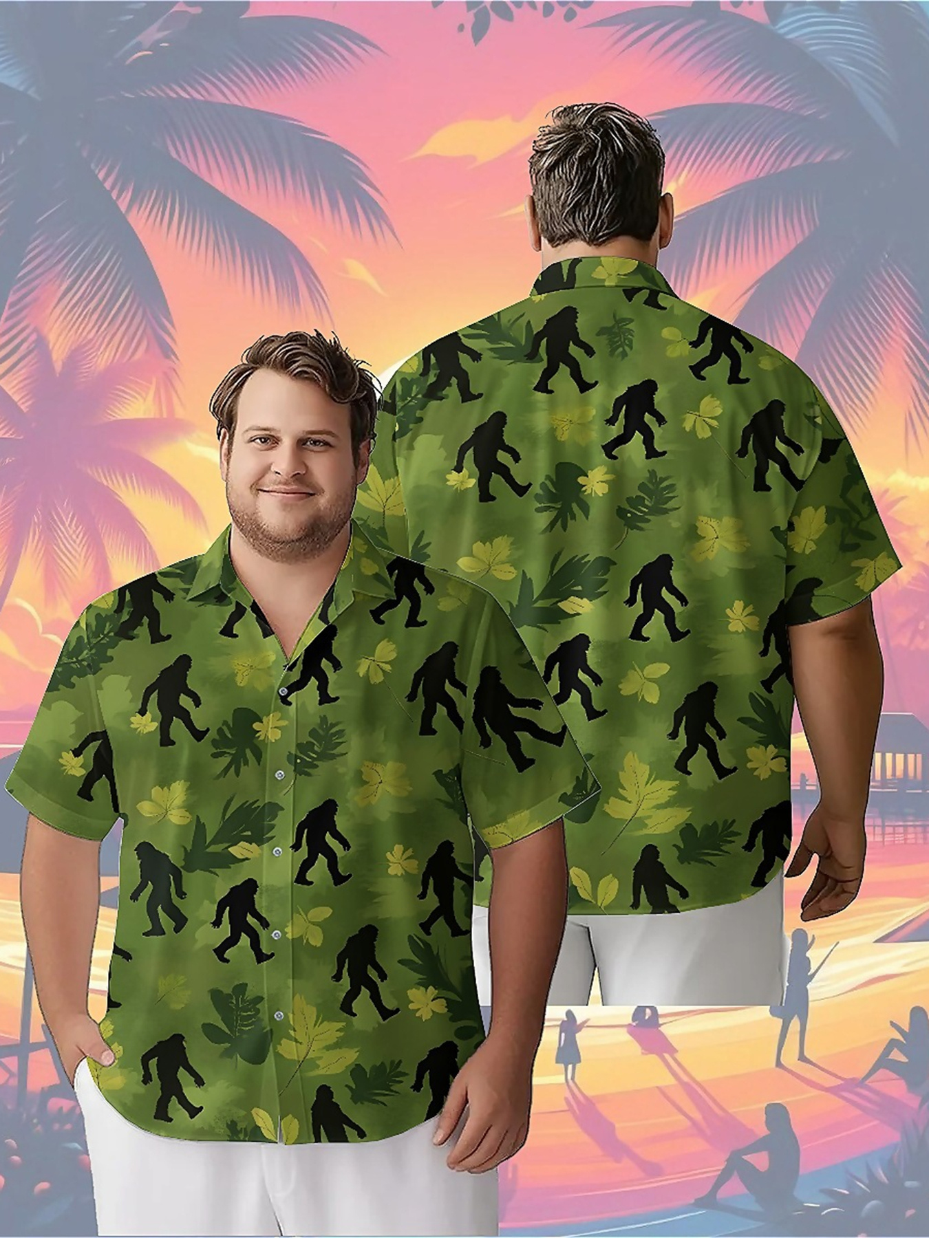Summer Clothing Plus - Men's Plus Size Hawaiian Shirts Sasquatch