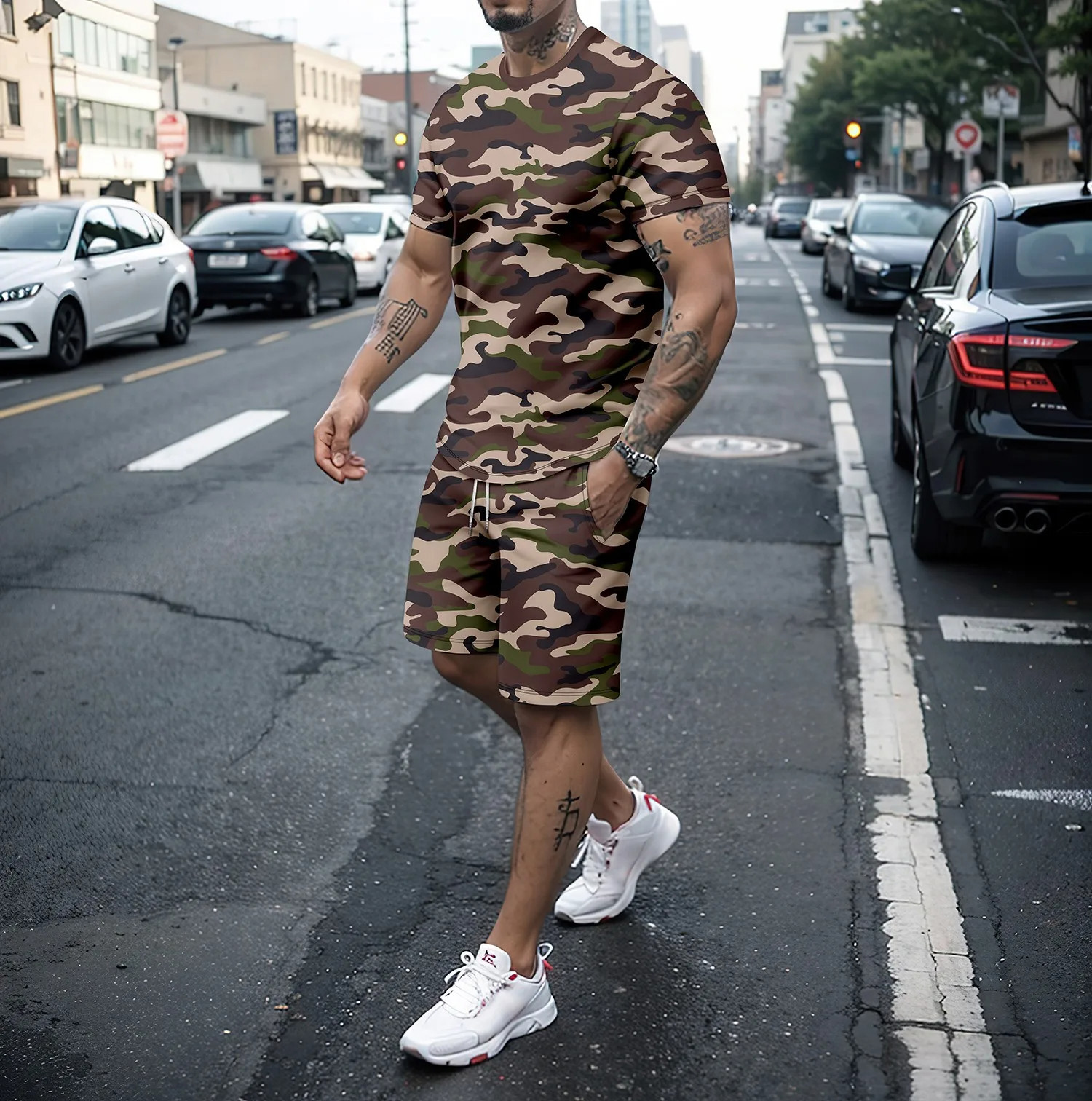 Summer Clothing Pieces - Camouflage Outdoor Tracksuits 3D Print Men's