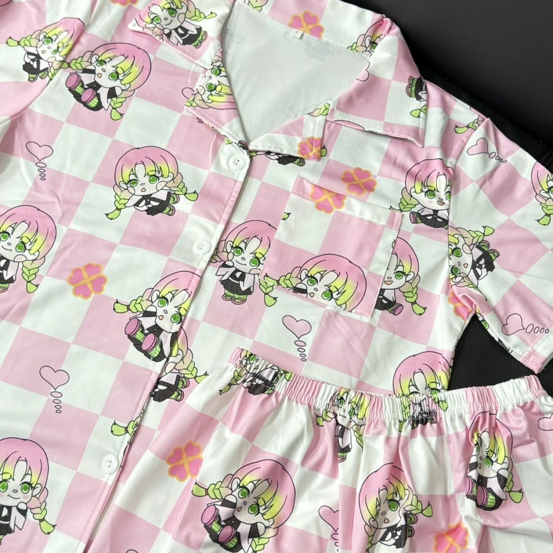 Summer Clothing Material - Demon Slayer Sleepwear Cardigan Short Sleeve