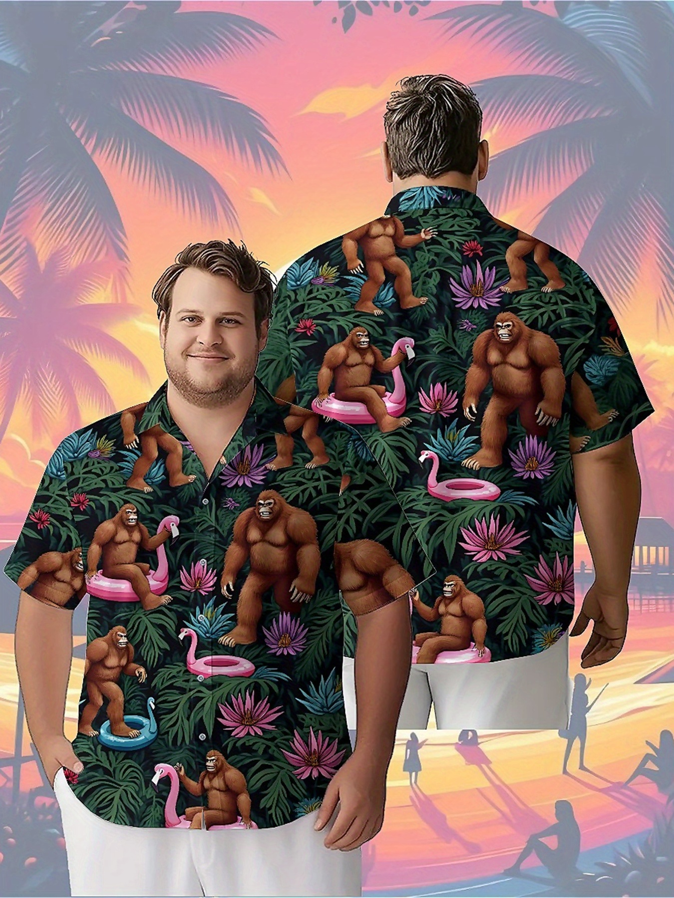 Summer Clothing Plus - Men's Plus Size Hawaiian Shirts Gorilla