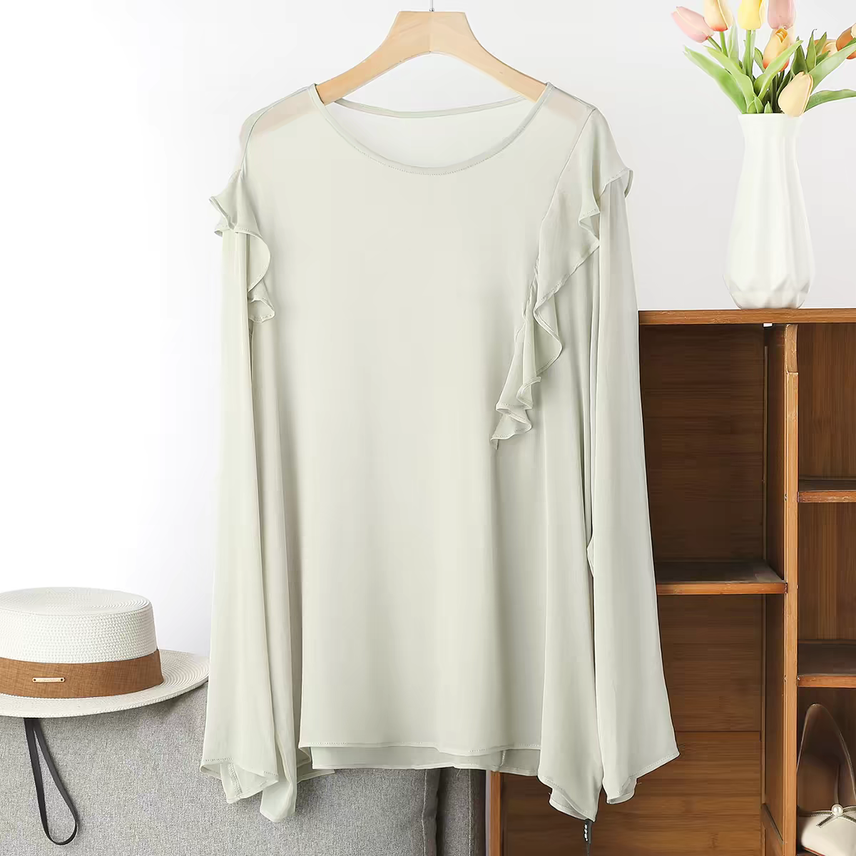 French Elegant Long Sleeve Ruf - Summer Clothing Plus ulasan dan harga