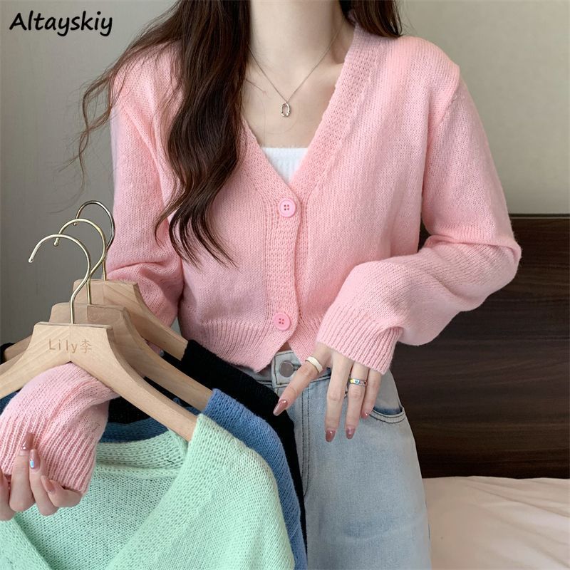 Crop Cardigan Women Slim Autum - Summer Clothing Aesthetic ulasan dan harga