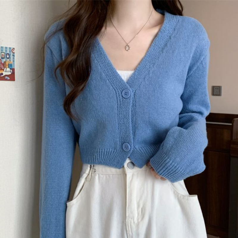 Crop Cardigan Women Slim Autum - Summer Clothing Aesthetic ulasan dan harga