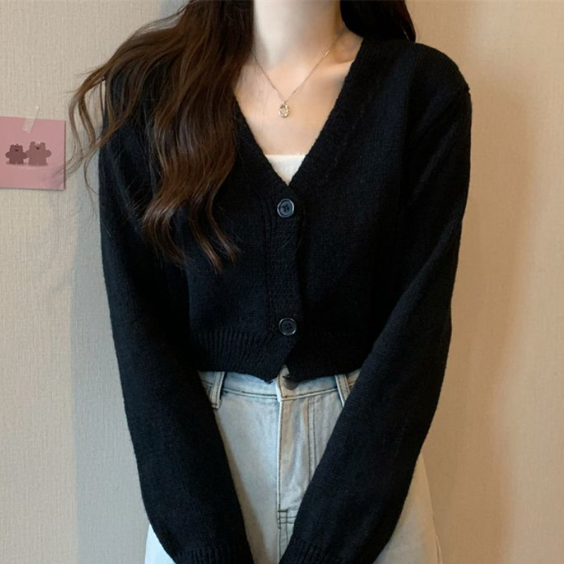 Crop Cardigan Women Slim Autum - Summer Clothing Aesthetic ulasan dan harga