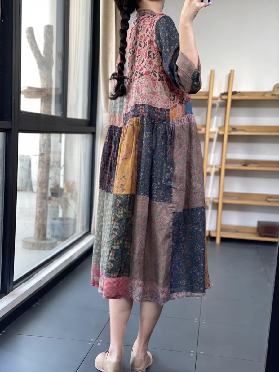 Elegant Loose V-Neck Printed E - Summer Line Clothing Brand ulasan dan harga