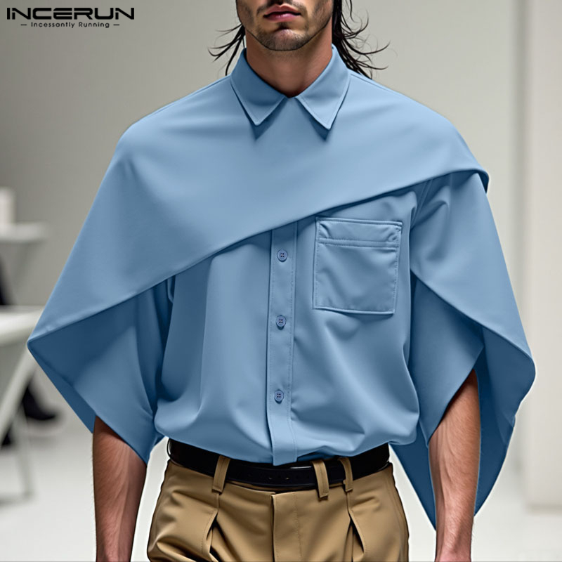 INCERUN Men Irregular Shirt So - Summer Clothing Colors 2026 ulasan dan harga
