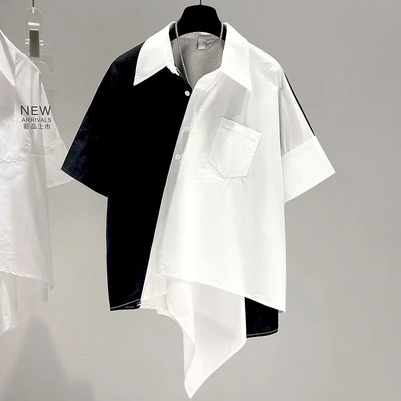 Oversized Shirts Women Patchwo - Summer Clothing Aesthetic ulasan dan harga