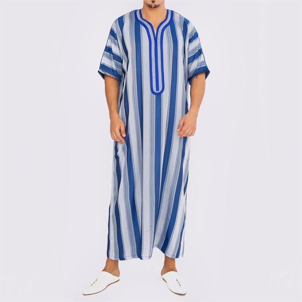 Men's Short Sleeve Long Robe L - Summer Clothing Material ulasan dan harga