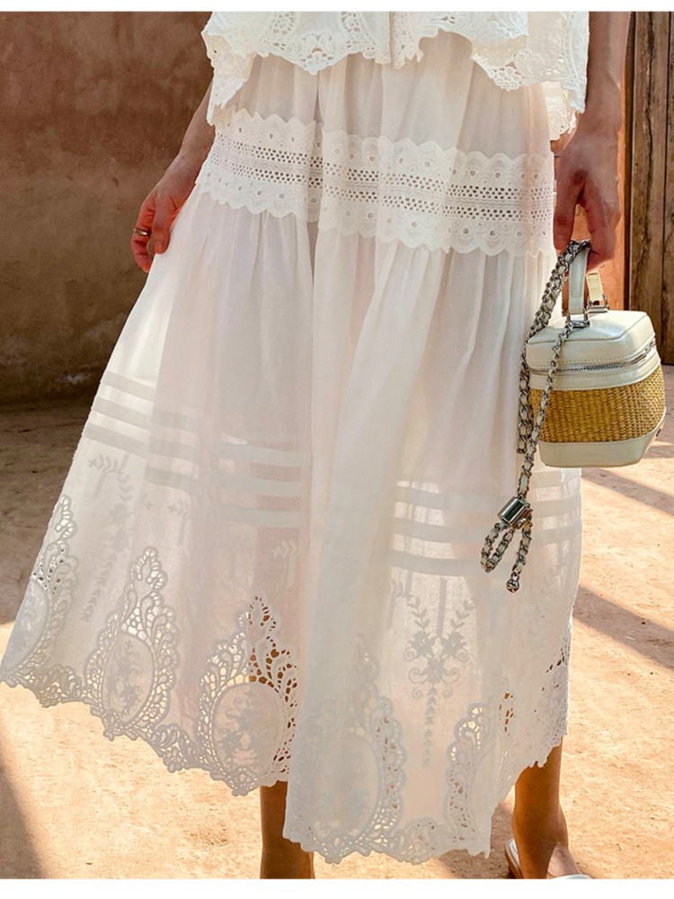 Bohemian White Square-neck Ves - Summer Clothing Vacation ulasan dan harga