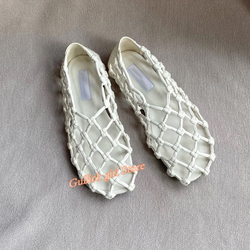 French Woven Mesh Hollow flat  - Summer Clothing Ladies ulasan dan harga