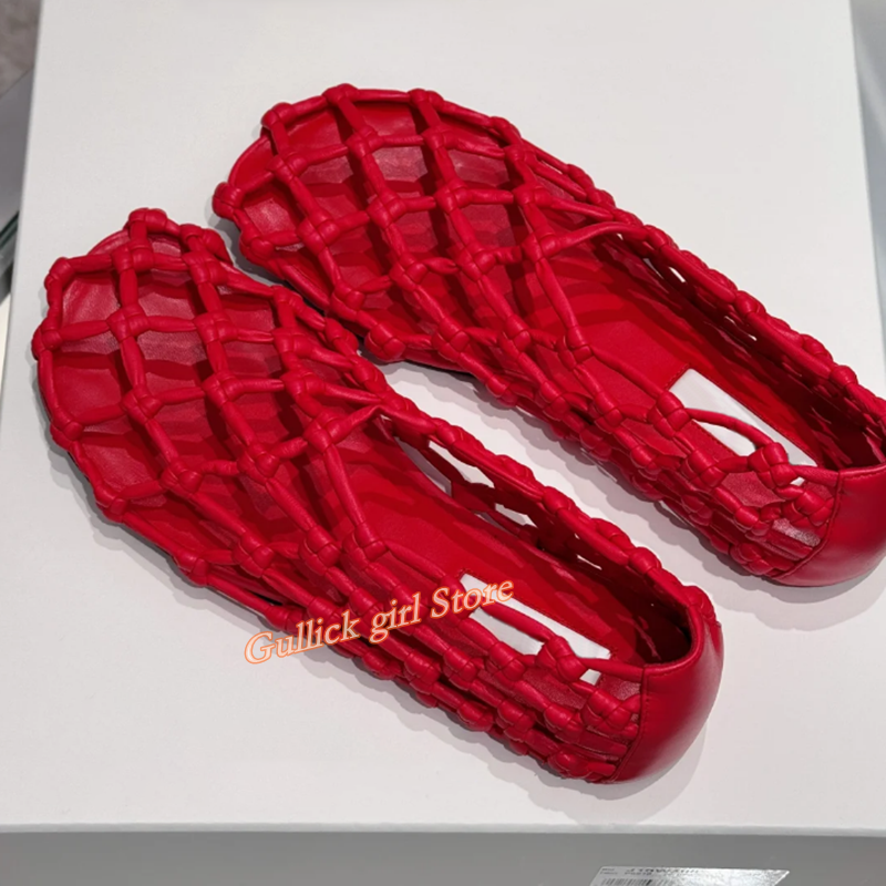 French Woven Mesh Hollow flat  - Summer Clothing Ladies ulasan dan harga