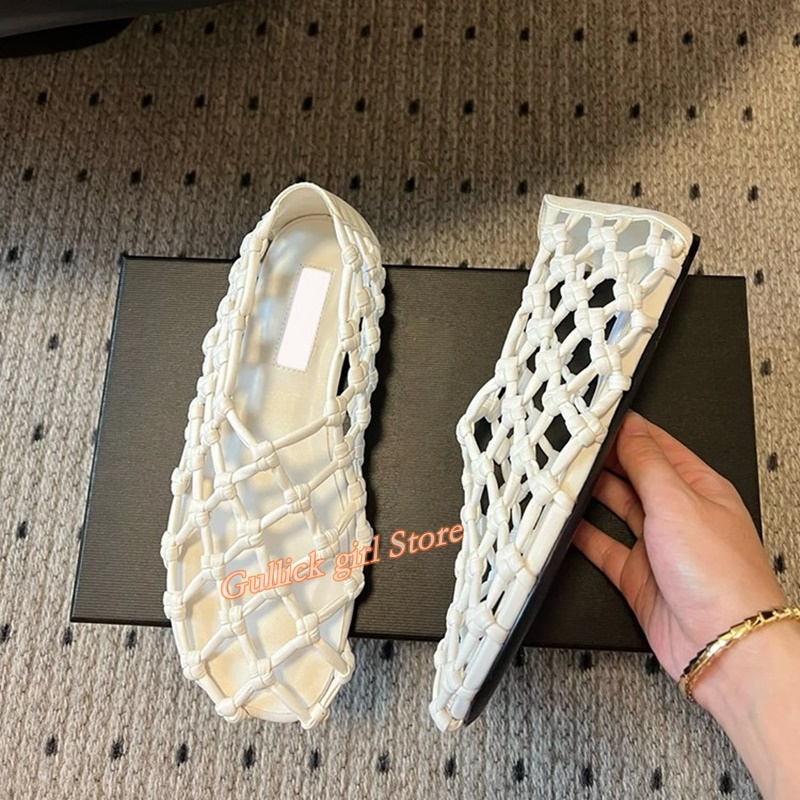 French Woven Mesh Hollow flat  - Summer Clothing Ladies ulasan dan harga