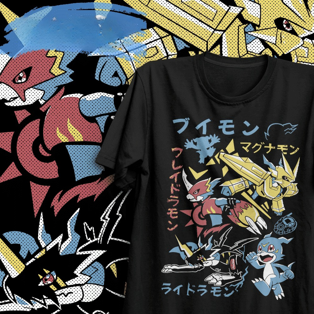 2026 summer Digimon V-mon Flam - Summer Clothing Aesthetic ulasan dan harga