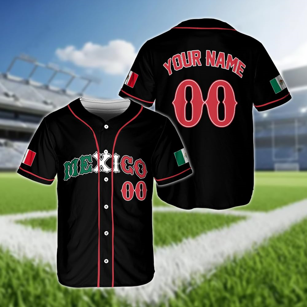 Hot Mexican Flag Baseball Jers - Summer Clothing Name ulasan dan harga