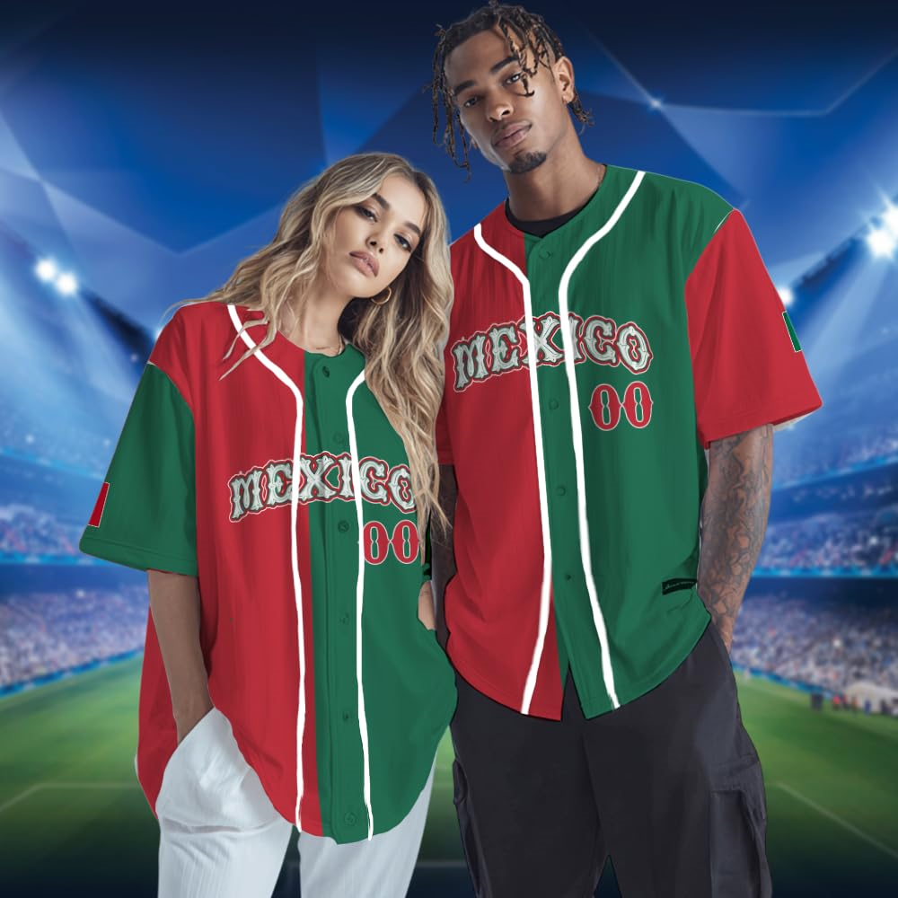 Hot Mexican Flag Baseball Jers - Summer Clothing Name ulasan dan harga