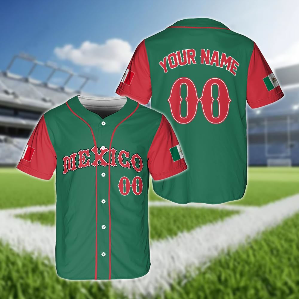 Hot Mexican Flag Baseball Jers - Summer Clothing Name ulasan dan harga