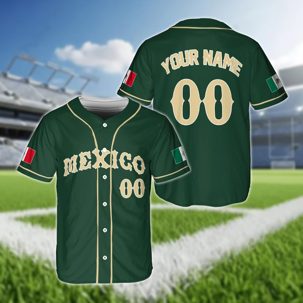 Hot Mexican Flag Baseball Jers - Summer Clothing Name ulasan dan harga
