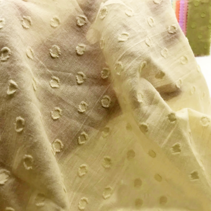 Solid Washed Cotton Polka Dot  - Summer Clothing Material ulasan dan harga