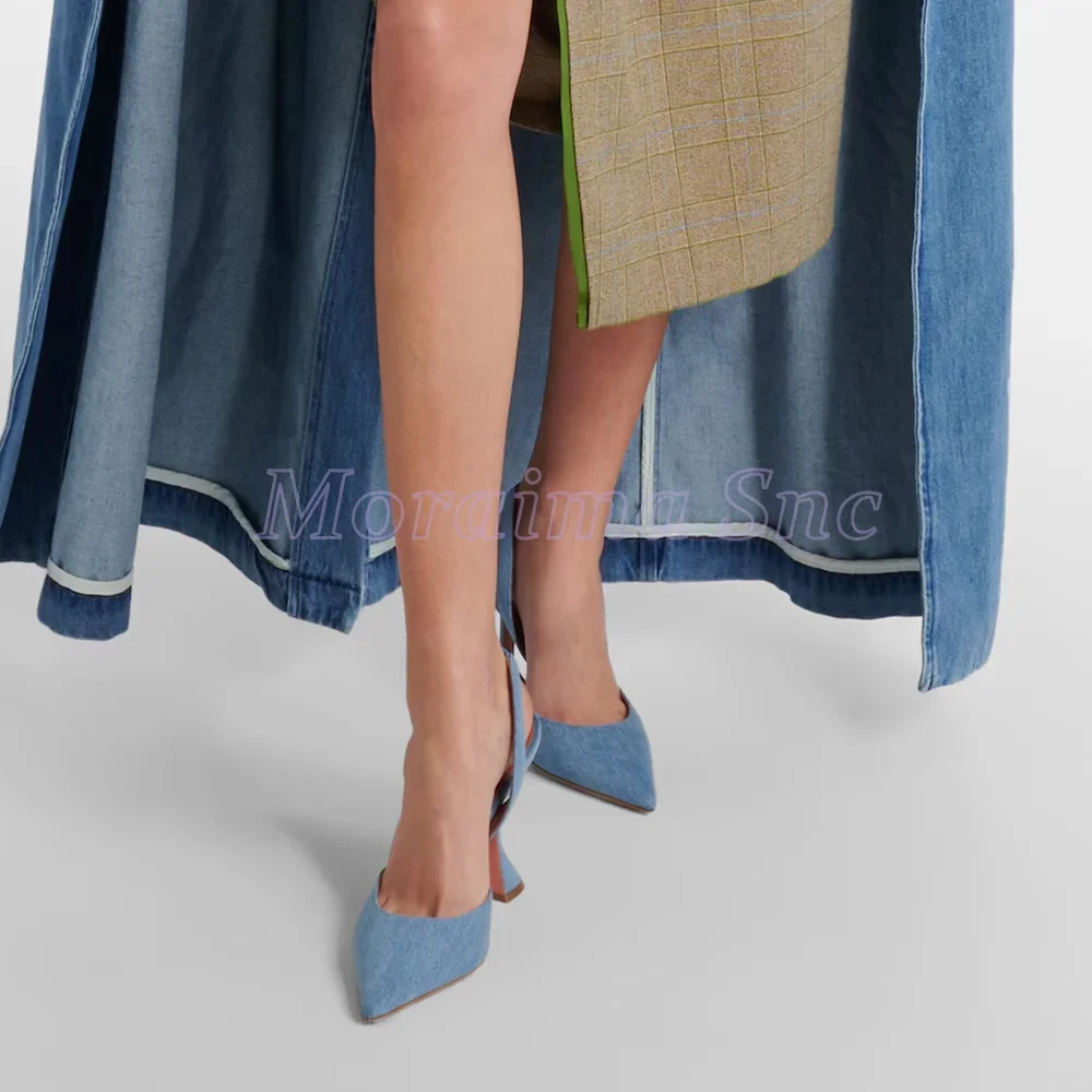 Denim Pointed Toe Sandals Wine - Summer Clothing Offers ulasan dan harga