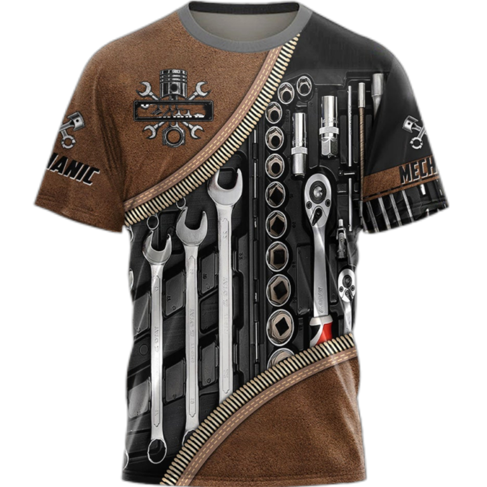 Vintage T-Shirt Mechanic 3D Pr - Summer Clothing Name ulasan dan harga