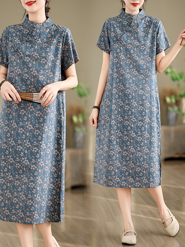 Loose Artistic Summer Print Dr - Summer Line Clothing Brand ulasan dan harga