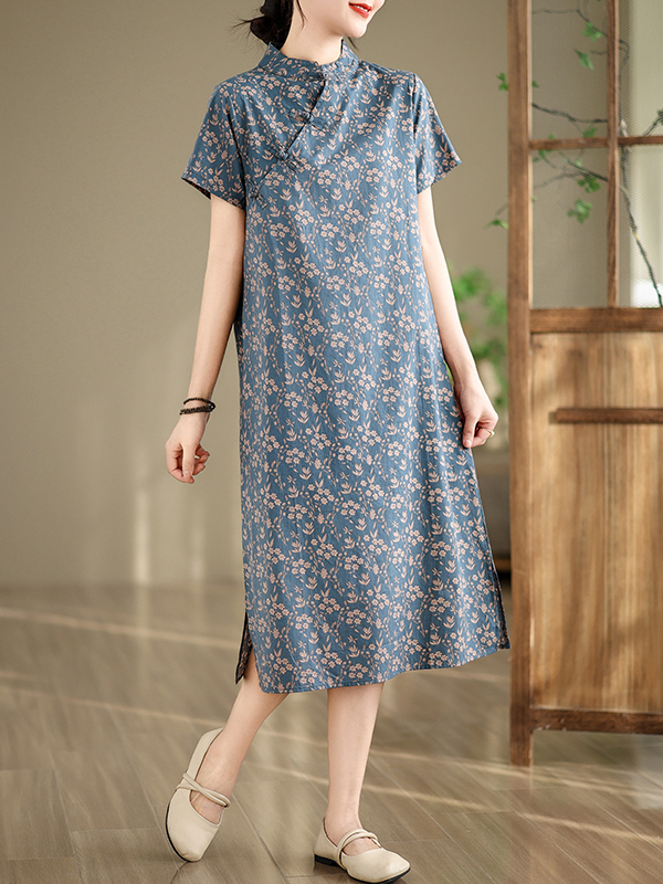 Loose Artistic Summer Print Dr - Summer Line Clothing Brand ulasan dan harga
