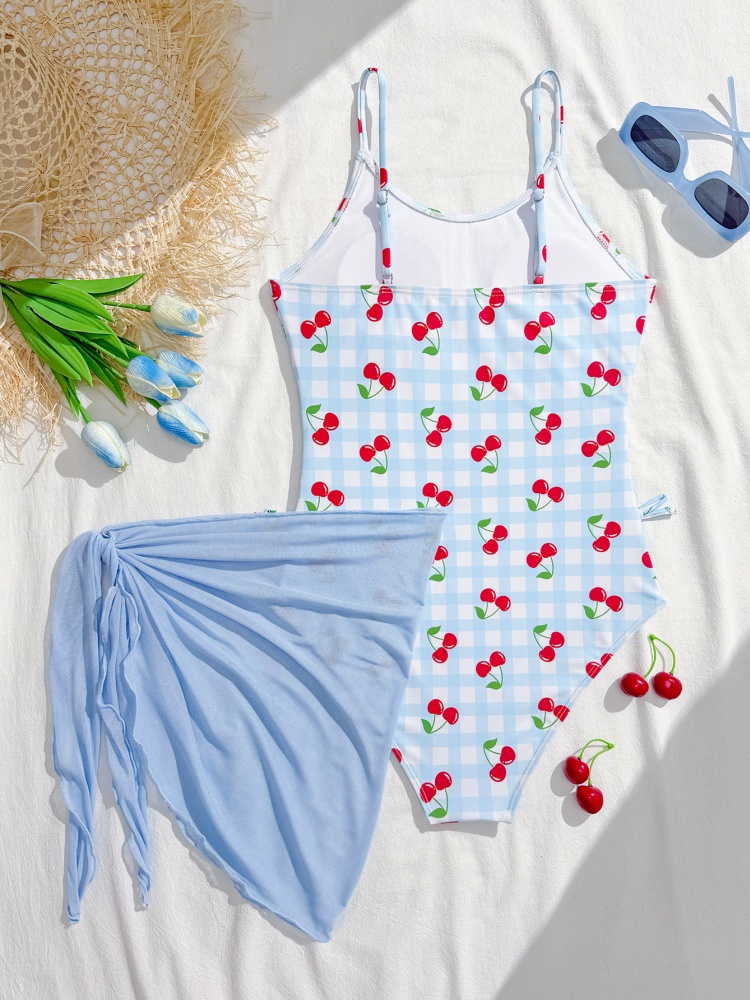 One Piece Girls Kids Swimsuit  - Swim Cover Up Mesh ulasan dan harga