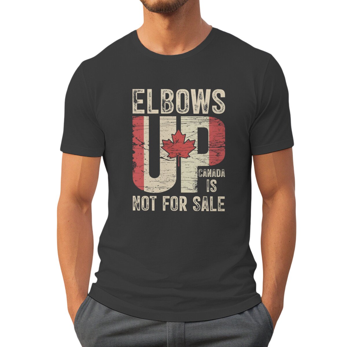 Elbows Up Canada Print T-shirt - Summer Clothing Canada ulasan dan harga
