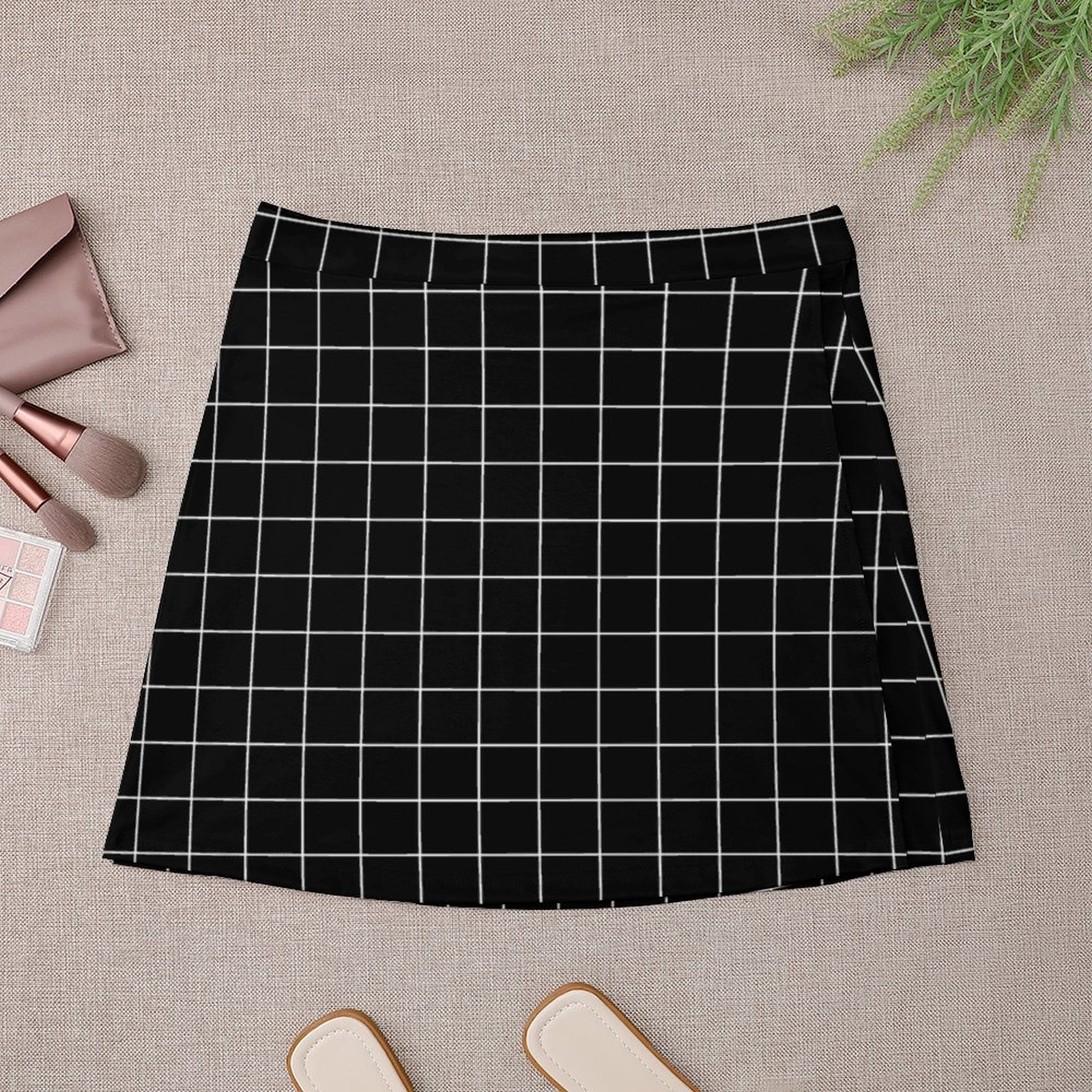 Large White Grid on Black Mini - Summer Clothing Online ulasan dan harga