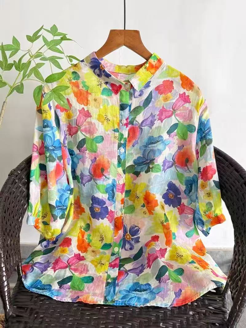 2026 Pure Ramie Print Shirt Wo - Summer Clothing For Japan ulasan dan harga