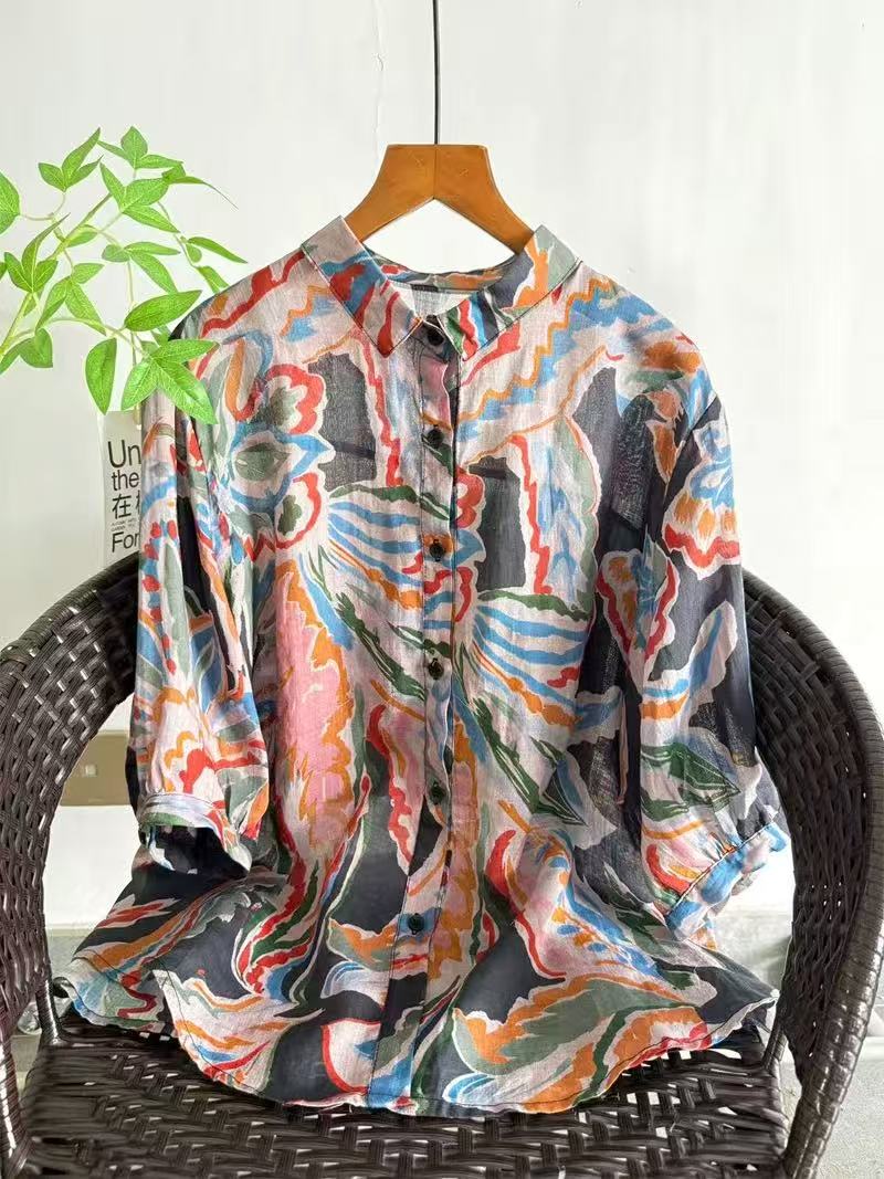 2026 Pure Ramie Print Shirt Wo - Summer Clothing For Japan ulasan dan harga