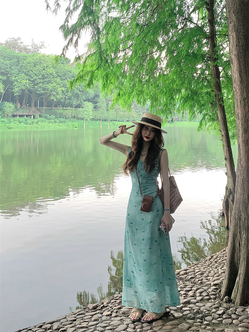 Floral Gradient A-Line Dress V - Summer Line Clothing Brand ulasan dan harga