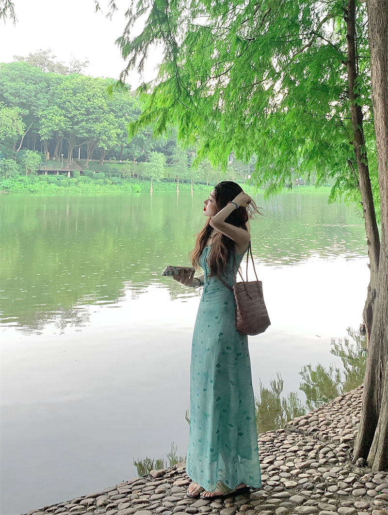Floral Gradient A-Line Dress V - Summer Line Clothing Brand ulasan dan harga