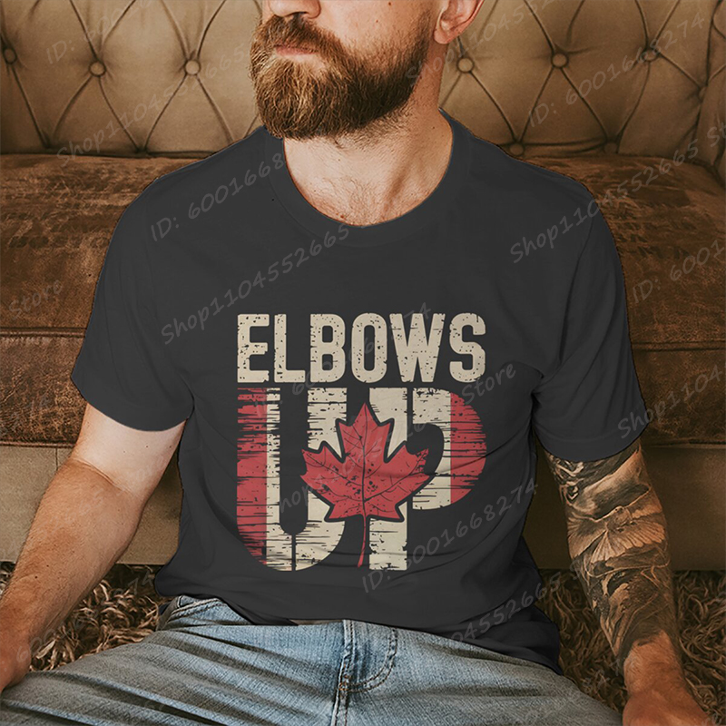 Retro Elbows Up Canada Print T - Summer Clothing Canada ulasan dan harga