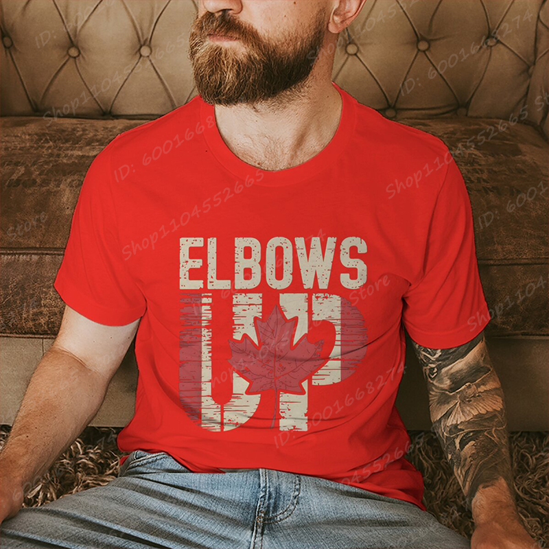 Retro Elbows Up Canada Print T - Summer Clothing Canada ulasan dan harga
